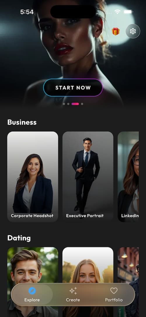 SelfAI app screenshot — home screen