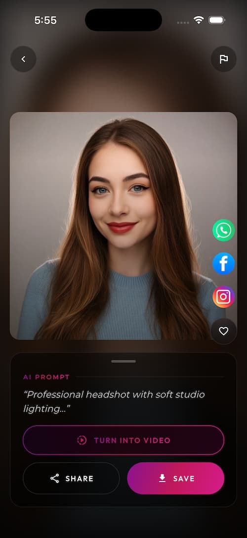 SelfAI app screenshot — download and share